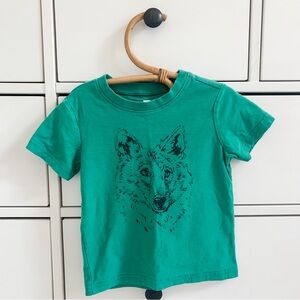 Green Kids T-Shirt with wolf Animal Print